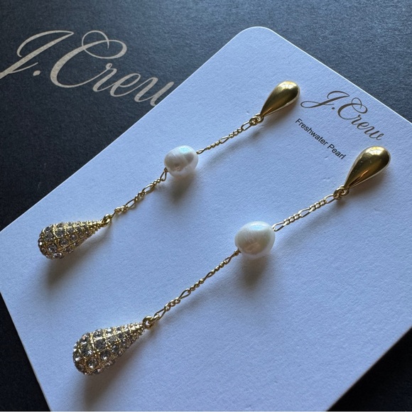 J. Crew Pearl and pavé crystal waterfall earrings - Picture 3 of 6